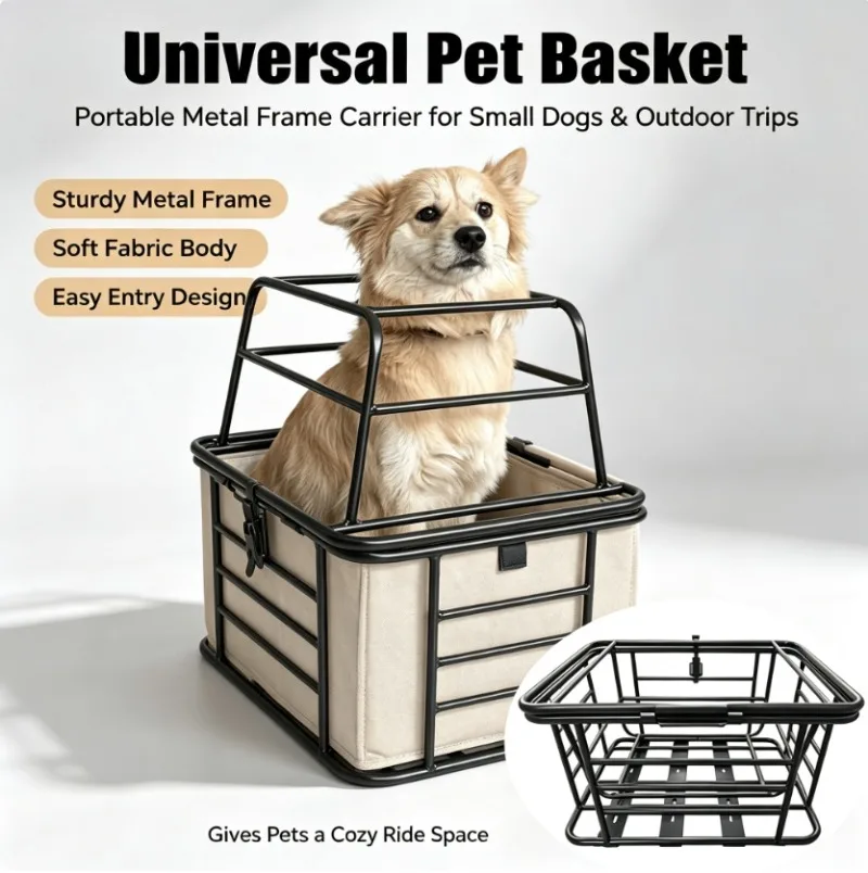 ZHAYA  Extra Large Pet Carrier Cargo Basket Bicycle Rear Basket with Lid Electric Bike Motorcycle Rear Seat Pet Dog Storage