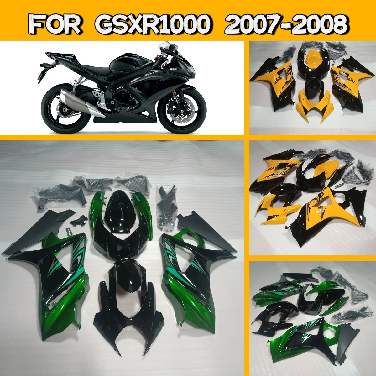 

Комплект обтекателей для мотоцикла Suzuki GSXR1000 2007-2008 годов, изготовленный методом литья под давлением, с возможностью индивидуальной окраски, включая панели кузова