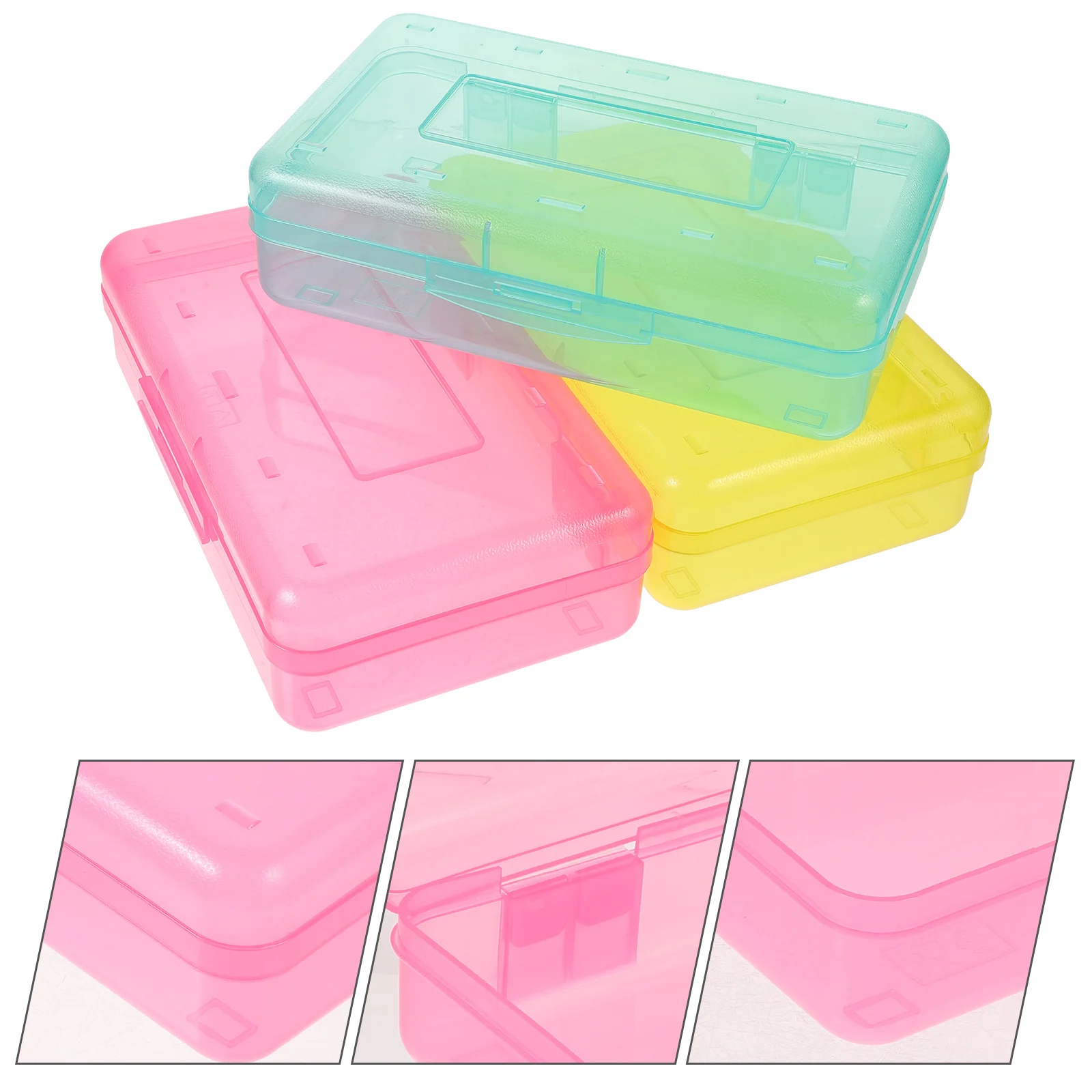 Scatola per matite in plastica da 3 pezzi Organizzatore per penne leggero Astuccio per matite di grande capacità per matite per pittura per ufficio scolastico per studenti