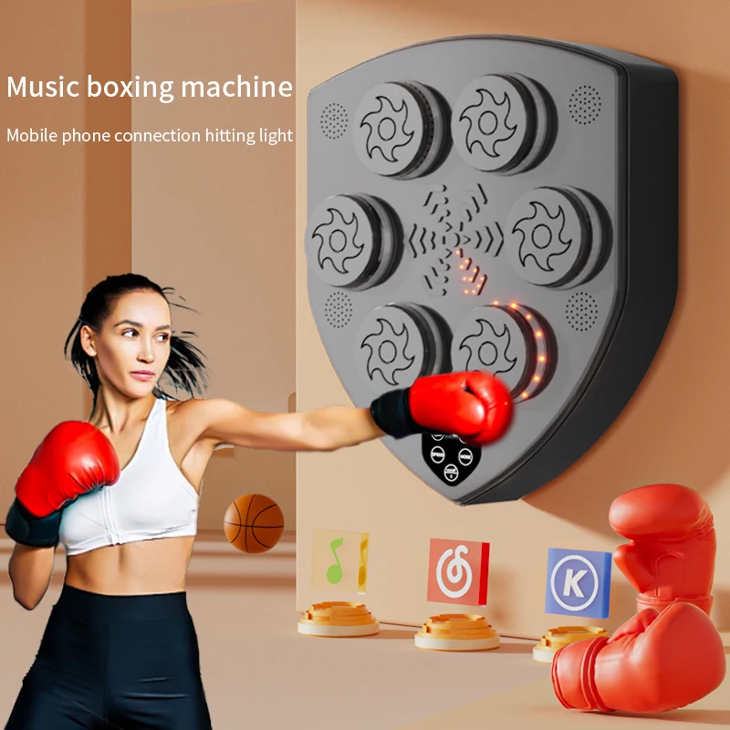 Muzyczna maszyna bokserska połączenie Bluetooth dla dorosłych/dzieci Fitness sportowy worek z piaskiem 10 trybów bokserski cel ścienny świąteczny