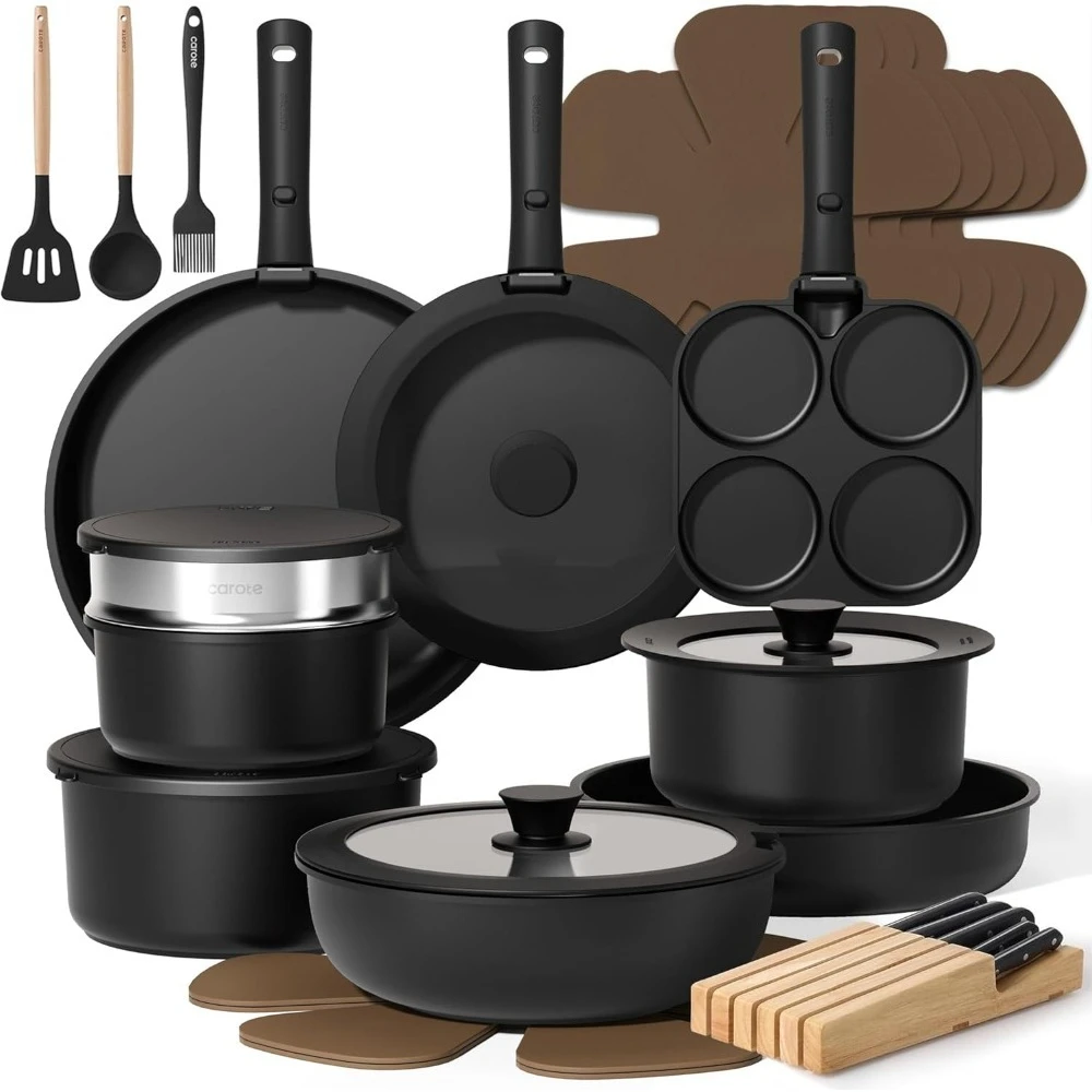 

33pcs Pots And Pans Set Non Stick, Cookware Set, Removable Handle Pots And Pans Nonstick, Rv Oven Safe Cookware,