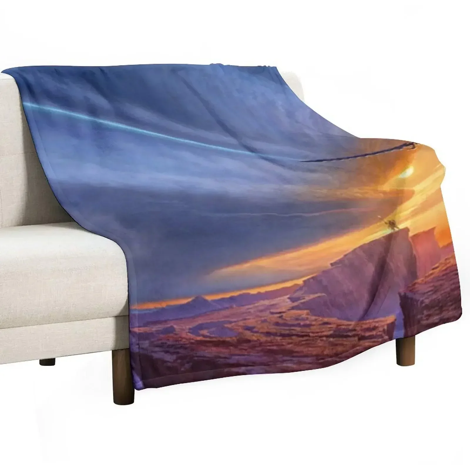 The Way of Kings - Gladiator Standing on Top of the Cliff Throw Blanket Polar Bed Blankets