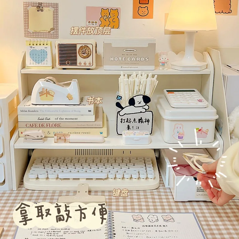 Desktop Multi-layer Stationery Shelf Adding Elevated Buildings To Student Dormitories Book Organization and Cosmetics Storage