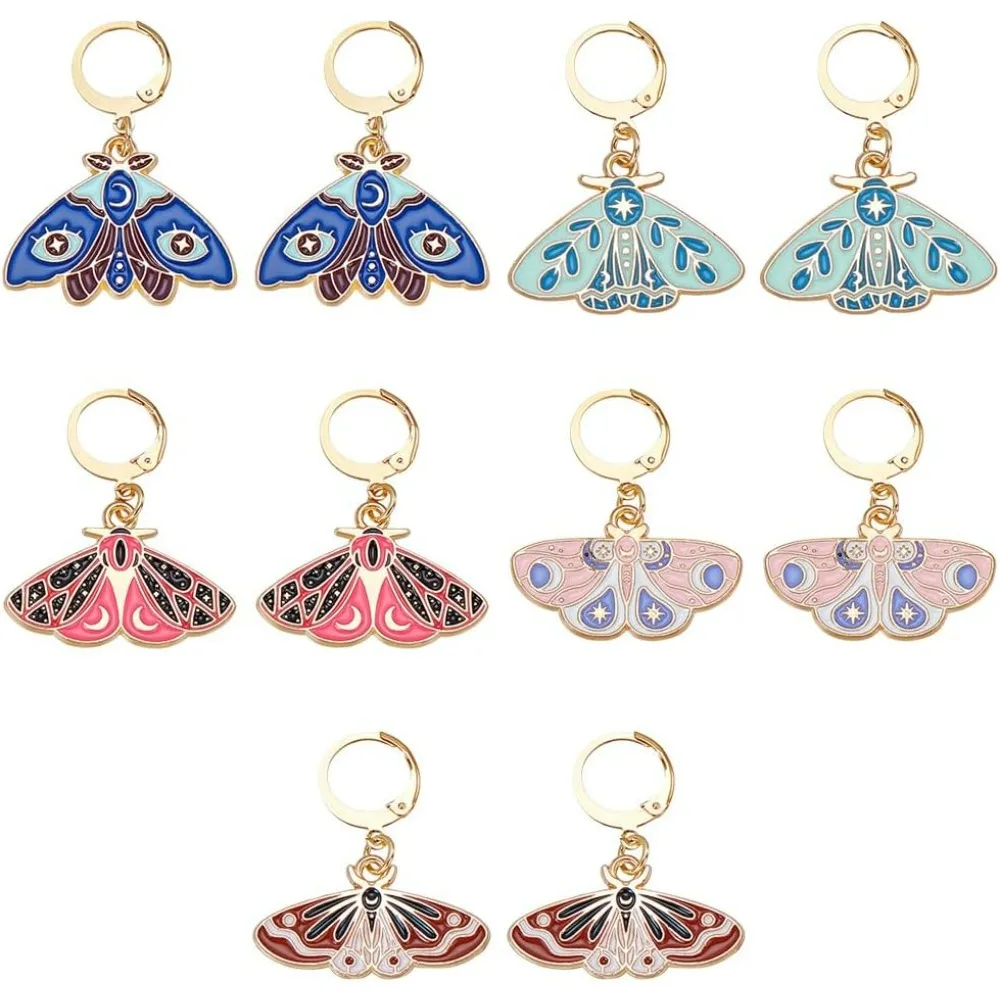 

10 шт., 5 стилей, маркер для стежков, маркеры для стежков-бабочек, сплав, эмаль, маркер для вязания крючком, подвески, застежка с рычагом