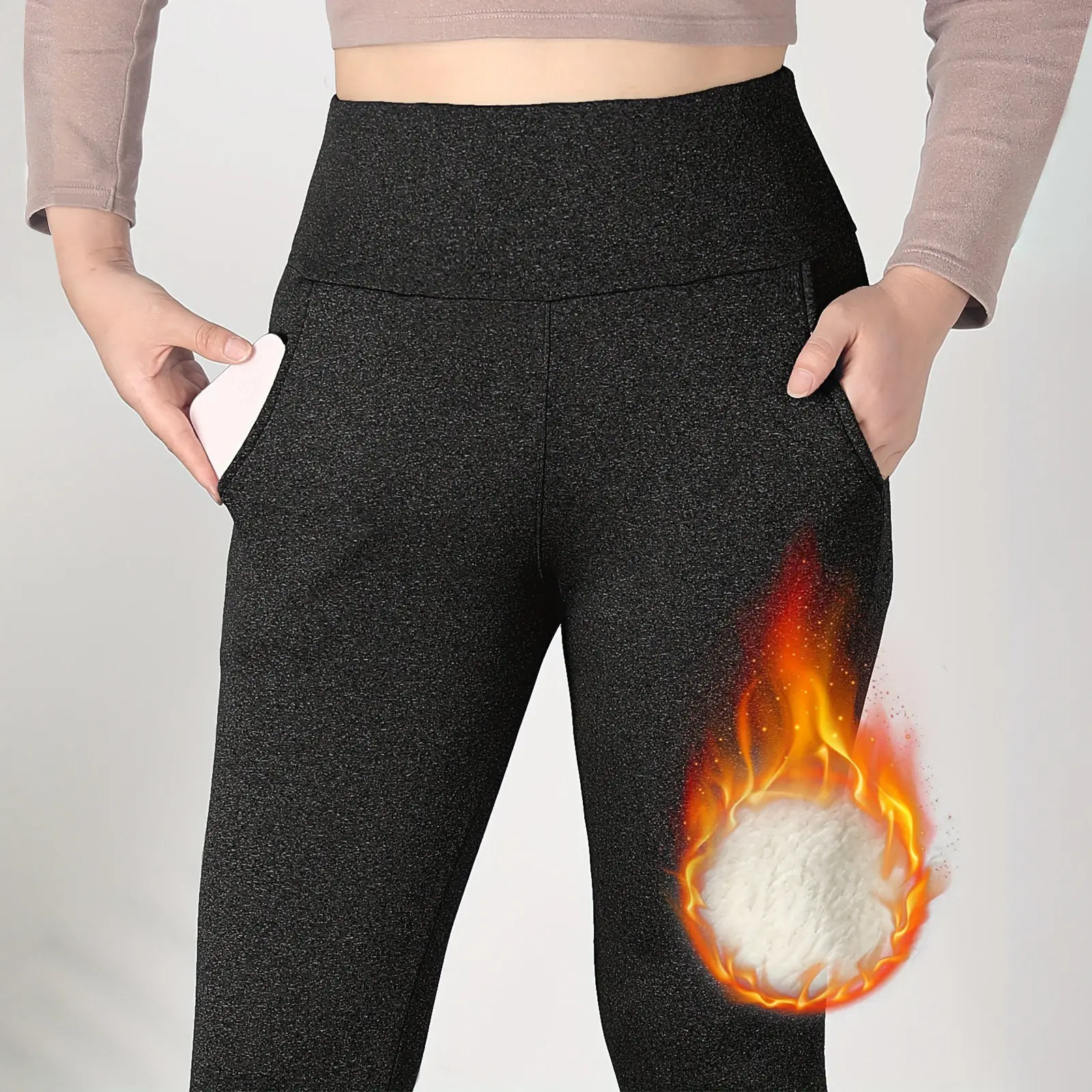 Thiened Fce ارتفاع الخصر كيت اليوغا السراويل النسائية سليم صالح السراويل الدافئة Fce اصطف السراويل تسع نقاط السراويل