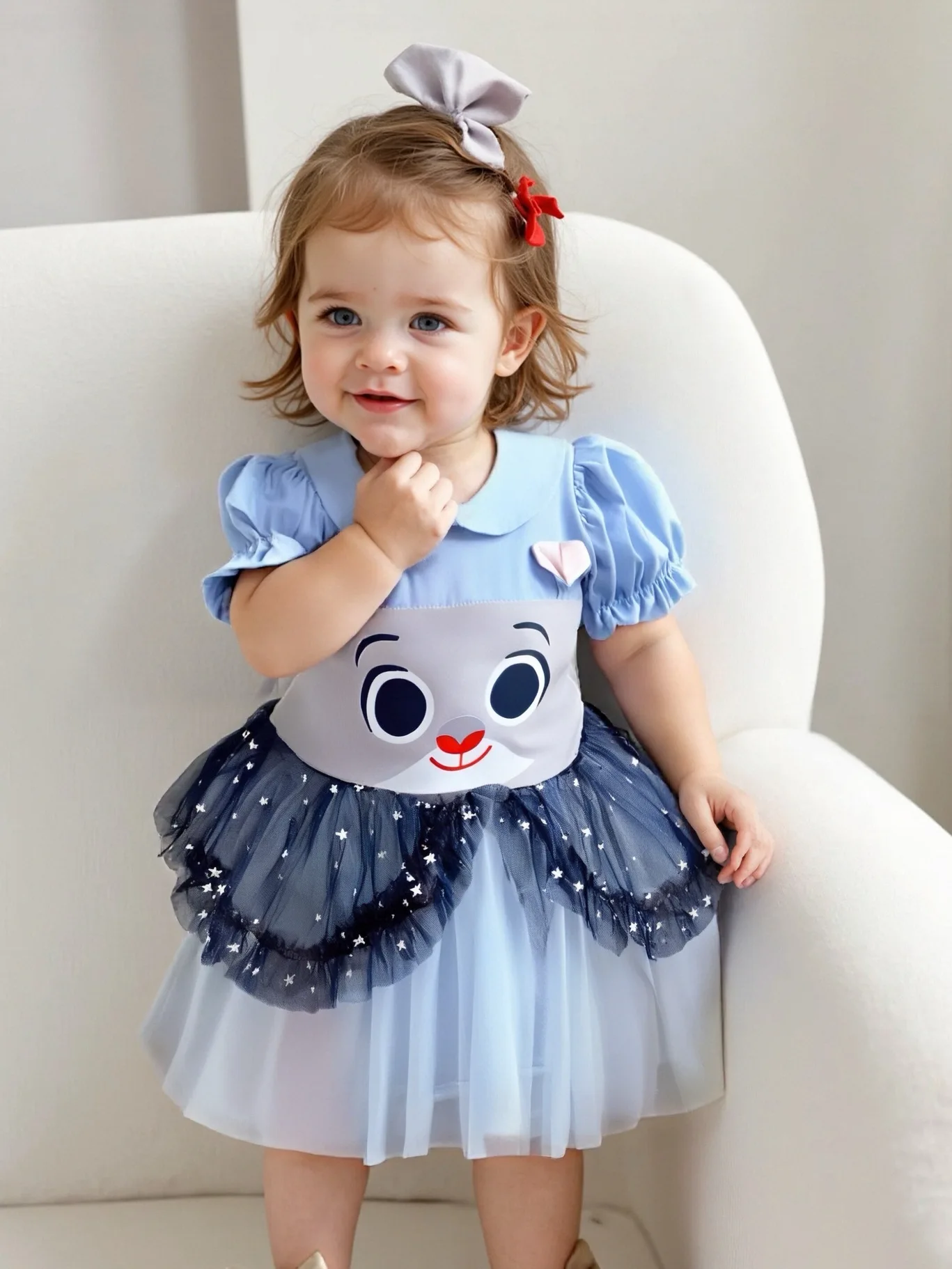 

Новый стиль, стильная сетчатая открывающаяся юбка-пачка для маленьких девочек, полицейская юбка с милым кроликом для девочек, юбка для скалолазания Джуди, детская одежда