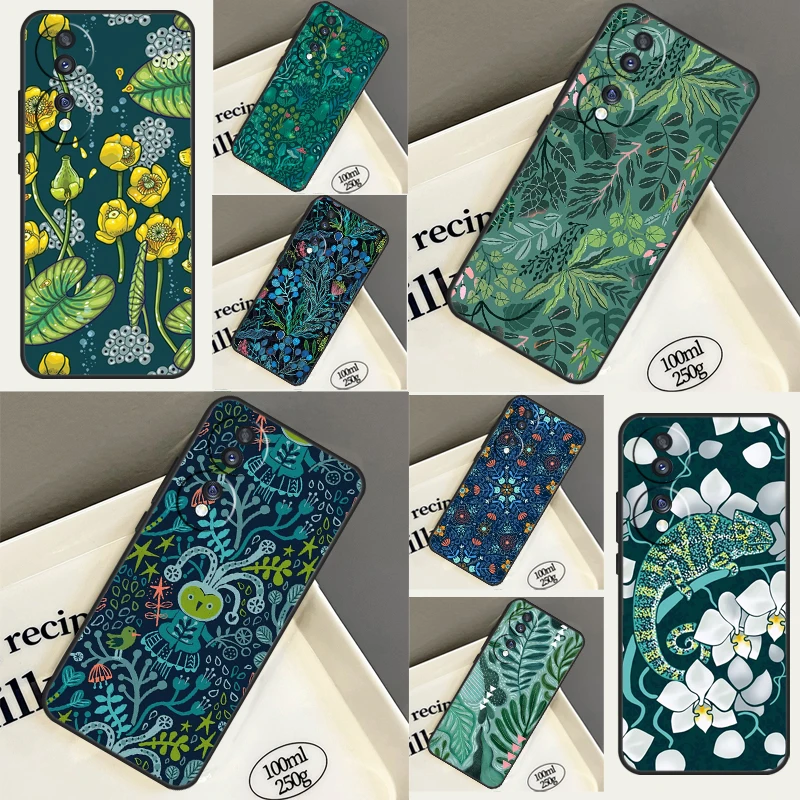 woodland creatures plants mushrooms Case For Huawei P40 Lite P20 P30 Pro P Smart Nova 5T Honor Magic 5 Lite 70 50 X8 X9a Coque