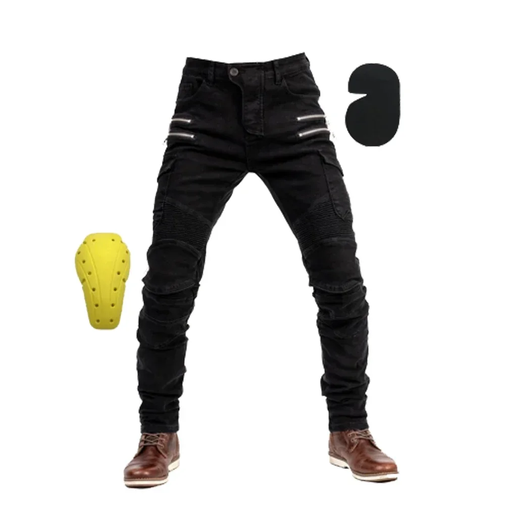 2023 New Khaki Motorcycle Pants Black Men Moto Jeans Zipper Protective Gear Blue Motorbike Trousers Motocross Pants Moto Pant