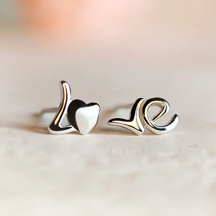 Creative English Letter Love Earrings Confession Earrings Fashionable and Minimalist Silver Color Niche Sweet Jewelry Cute Gift