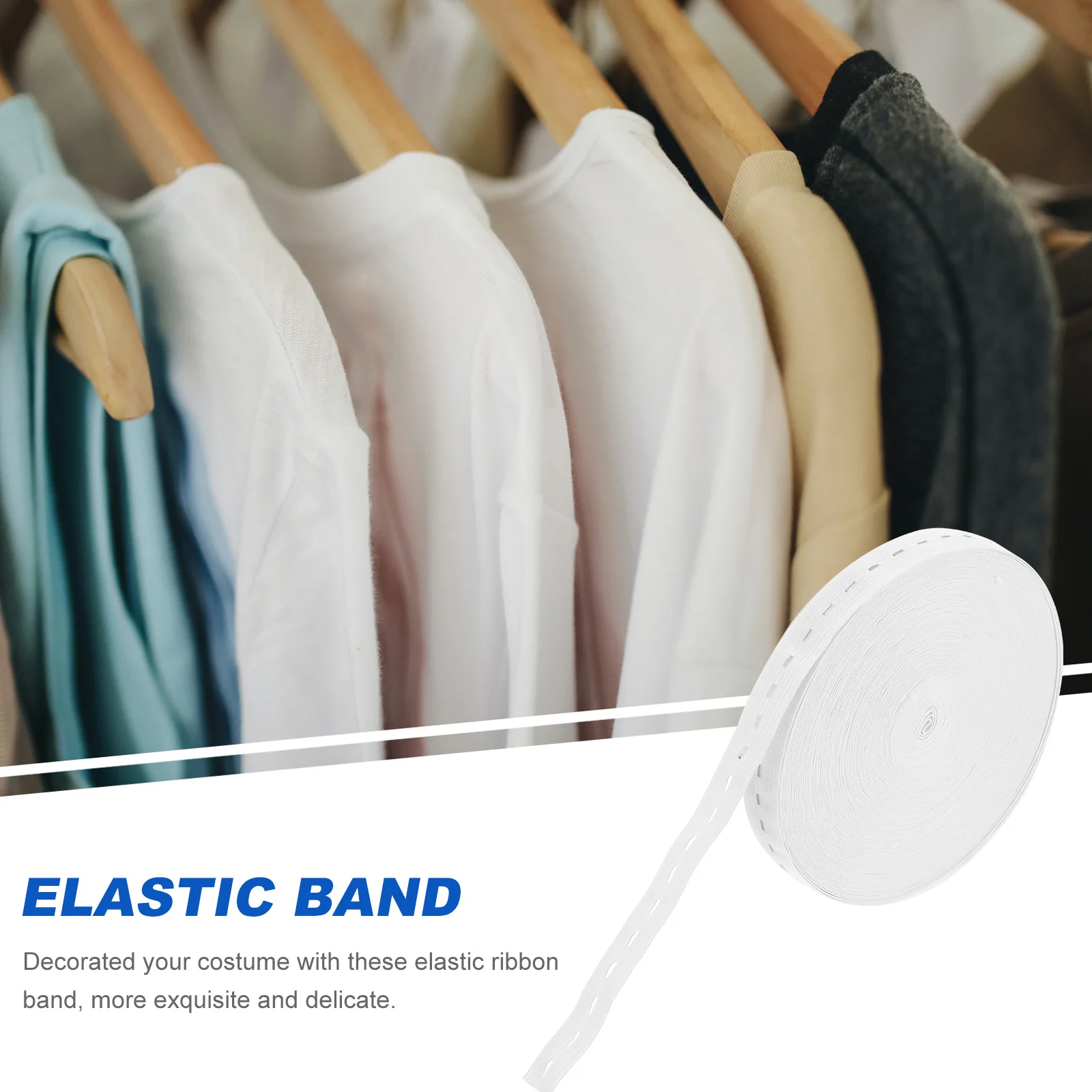 

1 Roll Elastic Sewing Strap Durable Polyester Flatback Buttonhole Stretch Cord Ideal for Waistbands Clothes Skirts Belts