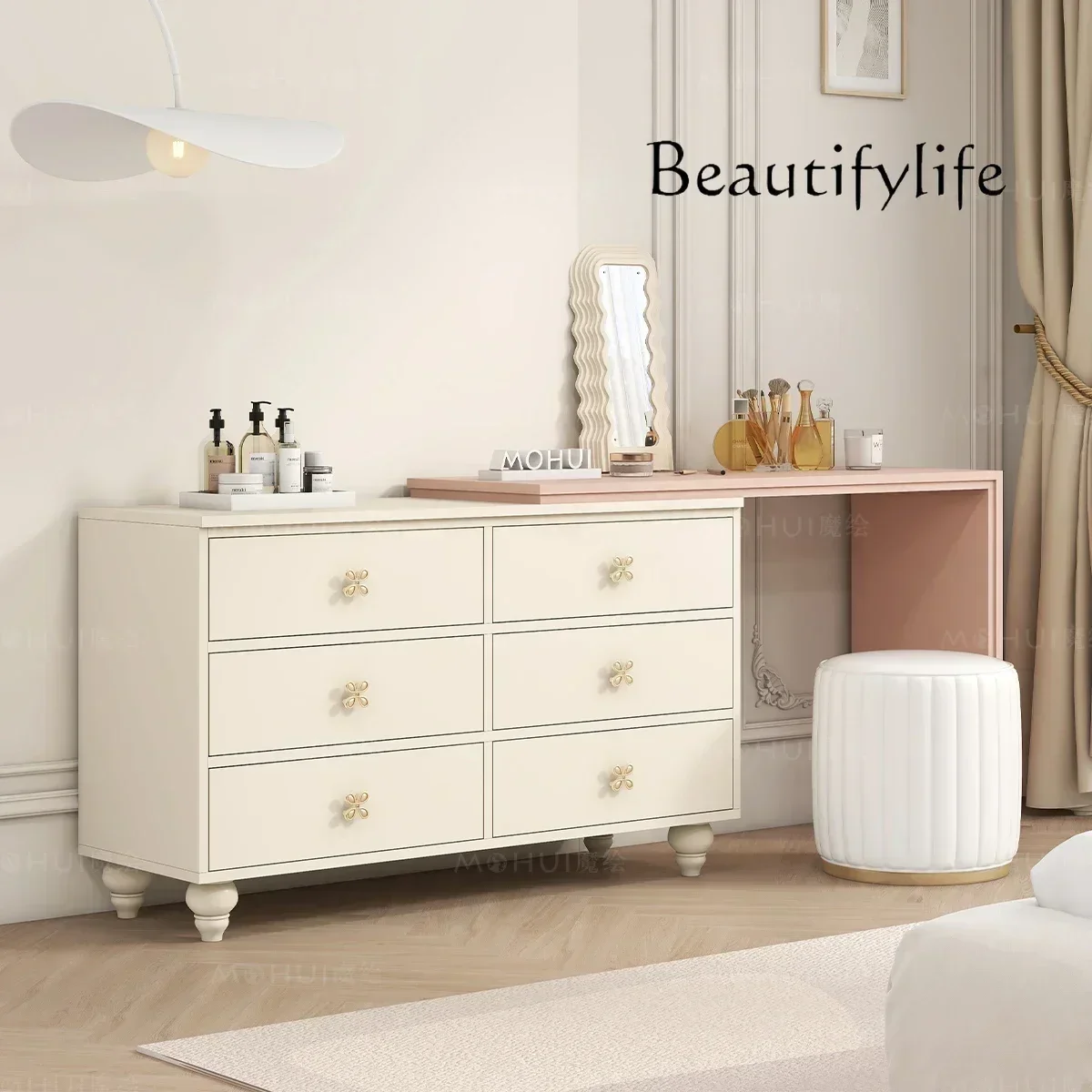N19 c French cherry blossom powder dresser chest integrated bedroom corner dressing table girl heart high value