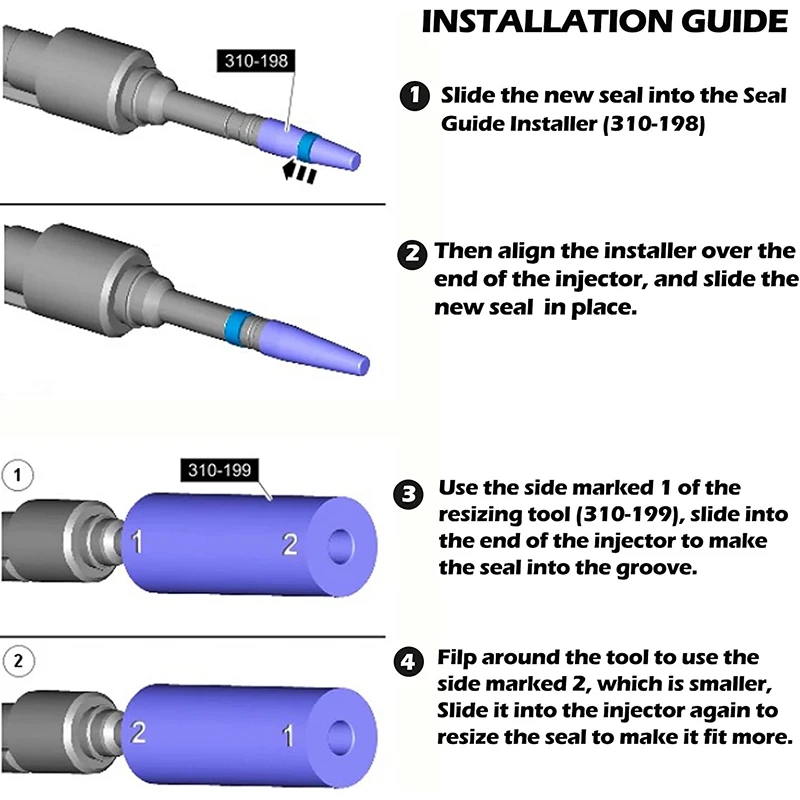 310-198 310-199 Fuel Injector Seal Install Tools for Jaguar/Land Rover 3.0L and 5.0L Engines