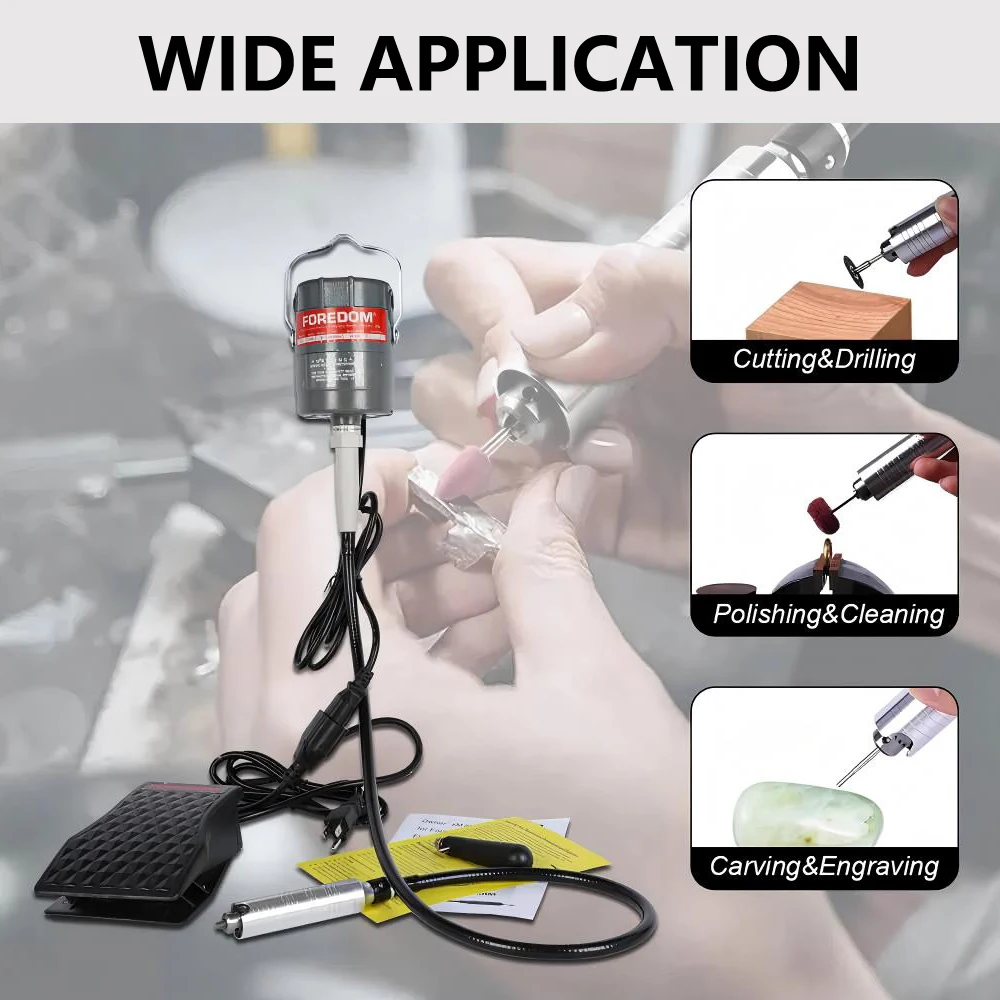 CC30 Flexshaft-Schleifmaschine, 24000 U/min, 110 V/220 V: Fußpedal-Hängemotor, elektrische Schmuck-Poliermaschine, Flex-Welle, Drehwerkzeuge – Detail 6
