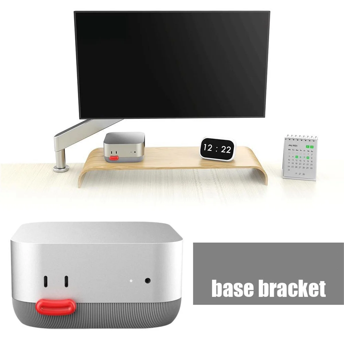 ABGV 3D การพิมพ์ฐานคอมพิวเตอร์ปุ่มด้านหน้าการกระจายความร้อนวงเล็บโฮสต์อุปกรณ์เสริมสําหรับ Macmini Light สีเทา