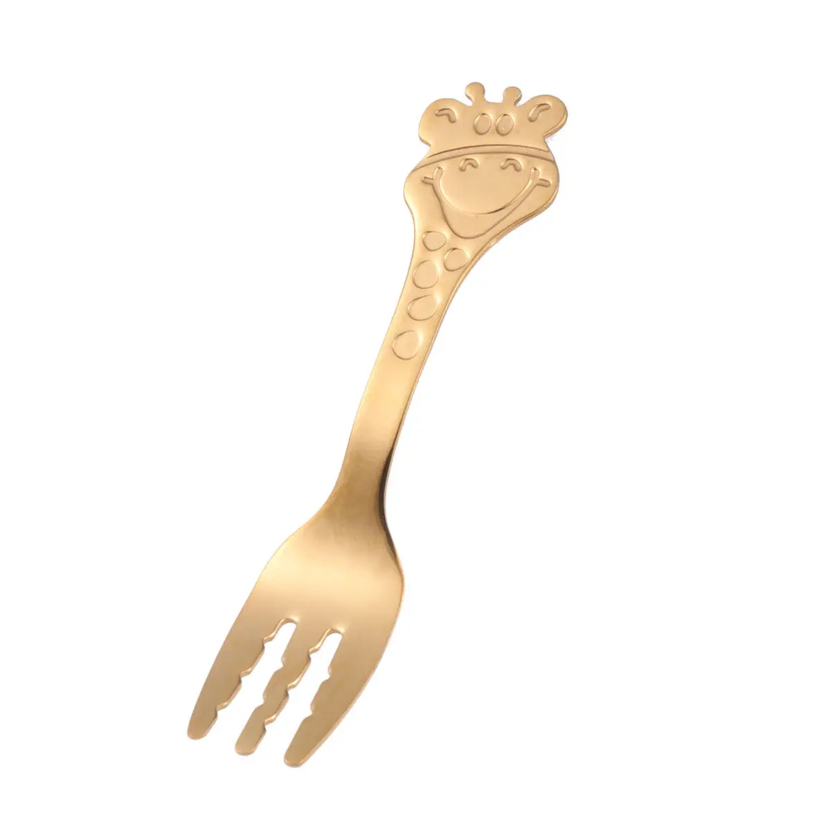 

Baby Cartoon Giraffe Stainless Steel Spoon Golden Reusable Mirror Polished Kids Dinner Tableware Cute Forks Baby Forks Dining