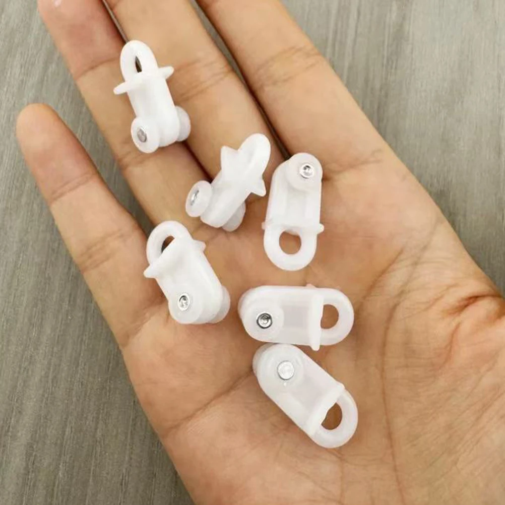 100pcs Curtain Track Plastic Gliders Hooks Double Rails Ceiling Pulley Shower Window Lightweight Quiet Stable Fits Home Decor