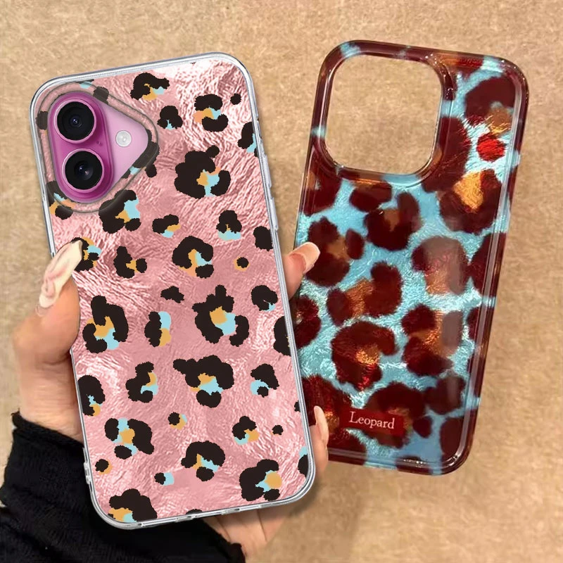 Einfache Mode Wisch Leopard Print Weiche Telefon Fall Für iPhone 16 15 14 13 12 Pro Max Plus 16E 7 8 SE 2020 2022 X XS XR Abdeckung
