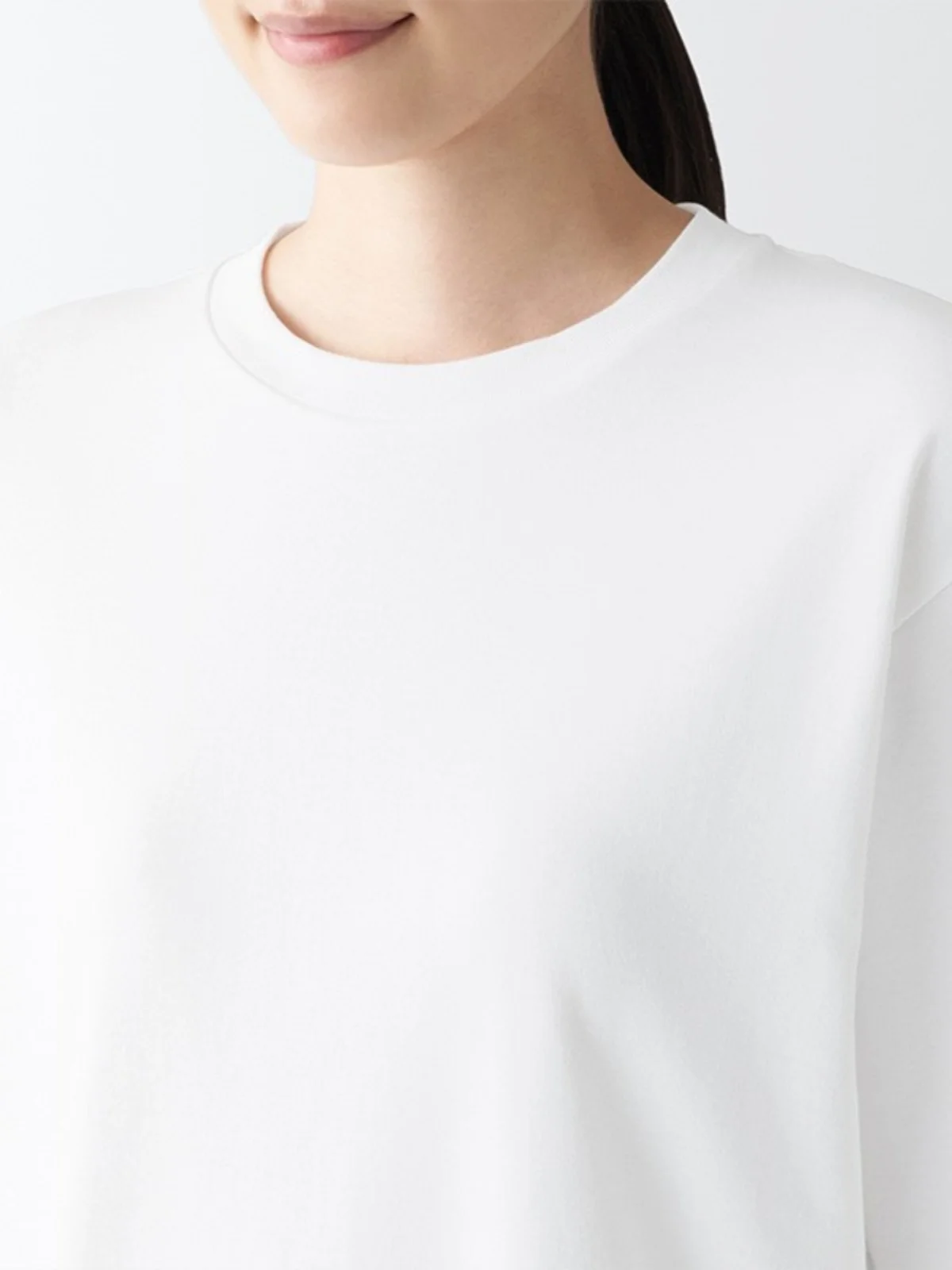 ชุดชั้นในผู้หญิงผ้าฝ้ายแท้ แขนยาว คอกลม แบบเสื้อยืด 2 ชิ้น สีขาว ไม่บาง ใส่สบาย ระบายอากาศได้ดี