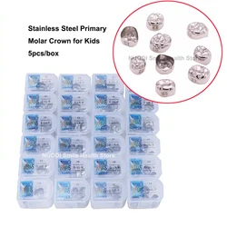 5Pcs Dental Kids Crown Preformed Metal Primary Molar Teeth Crown 1st 2nd Stainless Steel Pediatric Temporary Crowns Dentist Use