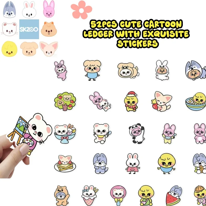 

52pcs SKZOO Stickers Cute Animal Cartoon Graffiti Exquisite Stickers Can Decorate Handbooks Notebook Desktop