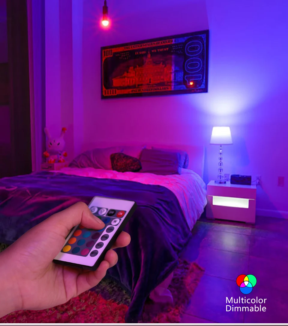 E27 LED RGB Lamp Spotlight Bulb 5W 10W 15W IR Remote Control Led Light Bulb Smart Led RGBW Lamp Home Decor LED Bulbs LED