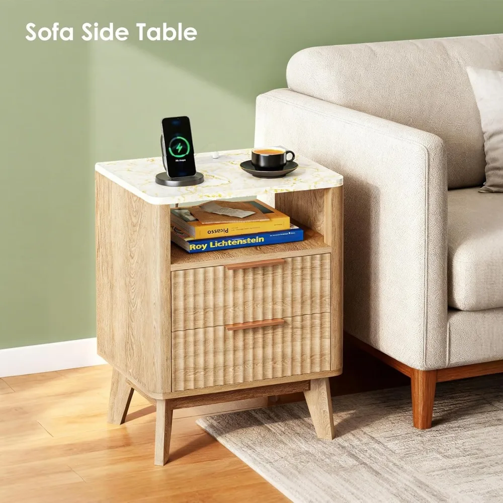 Fluted Nightstand Charging Station 5