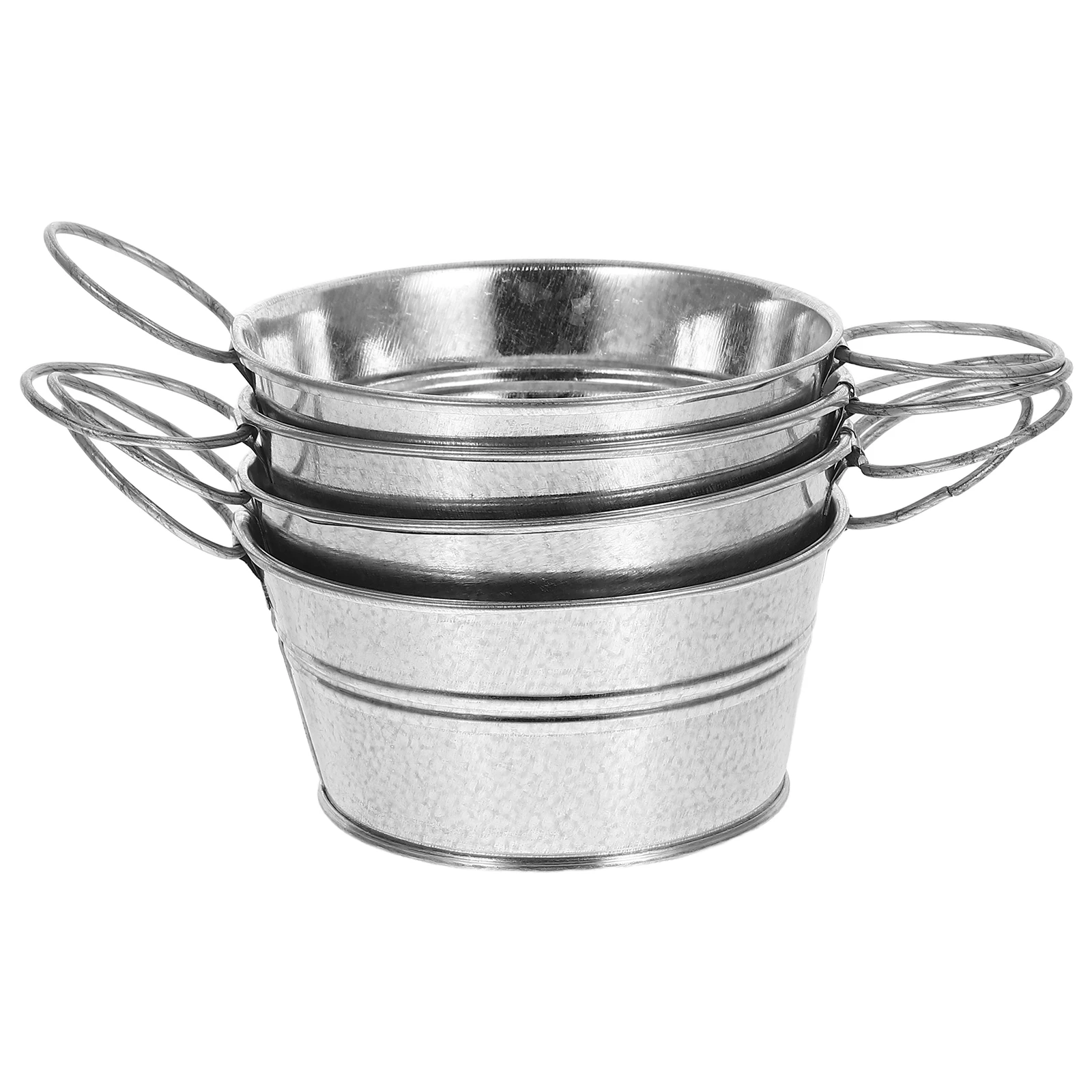 

4pcs Mini Galvanized Iron Buckets Flower Holders Small Metal Containers For Home Decor Wedding Floral Arrangements Vintage