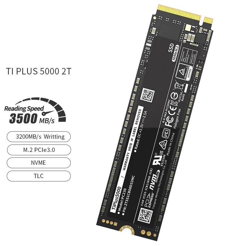 

High Performance TI PLUS 5000 Desktop SSD Hard Drive 2TB NVMe M.2 PCIe 3.0 Solid State Drive SSD