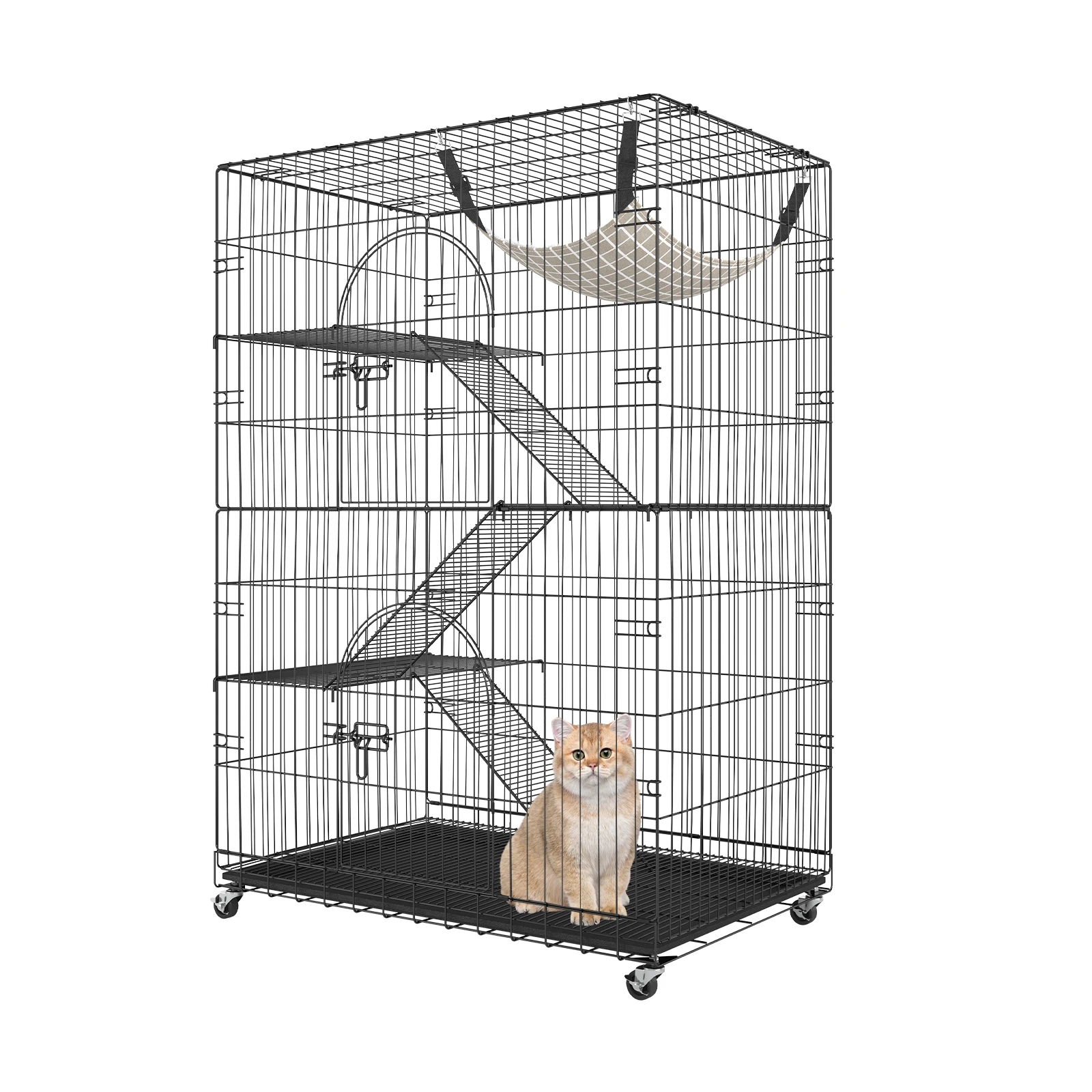 VEVOR 4 Tier Large Cat Playpen 30lbs/Layer DIY Cat Fence Cage Exercise Place Crate Metal Wire Kennel Indoor Rabbit House for Pet