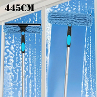 4 Meters 2-in-1 Window Cleaning Brush Squeegee Kit Extendable Handle Durable Stainless Steel High-Reach Outdoor Glass Cleaning