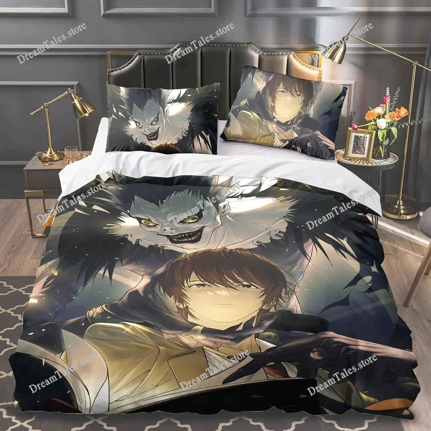 

Death Note Bedding Set Single Twin Full Queen King Size Bed Set Adult Kids Bedroom Duvet Cover Sets 3D Print Anime Death Note741