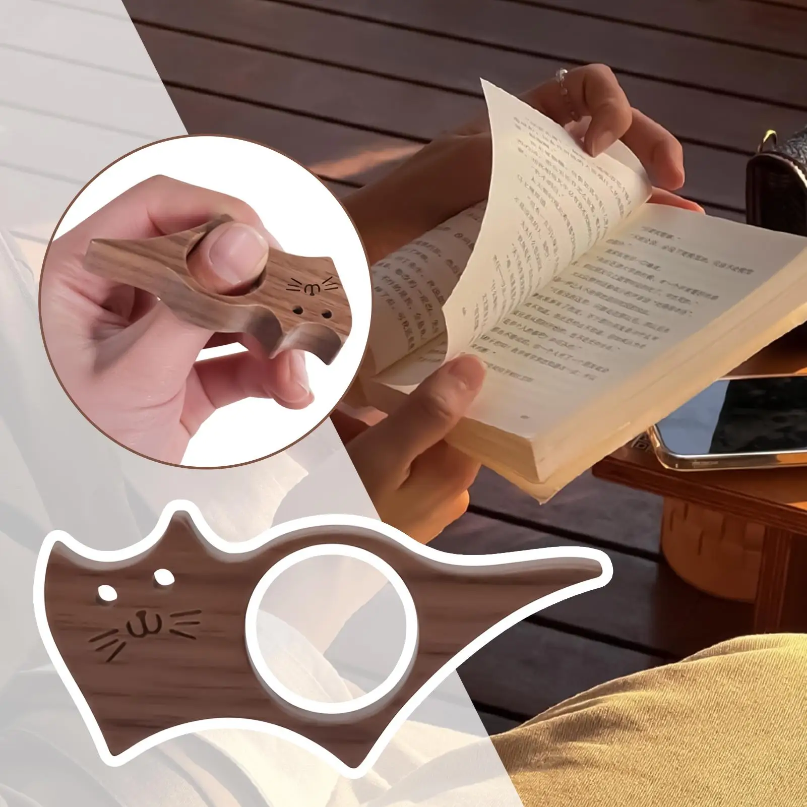 حامل صفحة كتاب الإبهام على شكل قطة حامل صفحة الإبهام مشبك محمول حلقة مرجعية خشبية لسرير الدراسة وكتاب الطبخ الجامعي والمطبخ