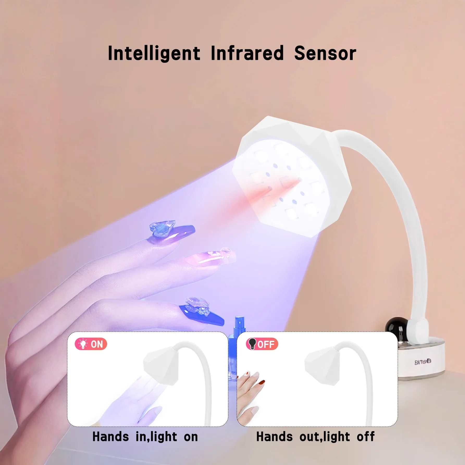 مصباح أظافر احترافي ملفوف 360 درجة مع مستشعر ذكي وشاشة LCD قابلة لإعادة الشحن، مصباح اختبار طلاء الأظافر، عيد الميلاد g