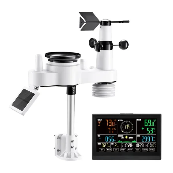 

7-in-1 WirelWeather Station 7.5 in Display Indoor Outdoor Thermometer Sensor