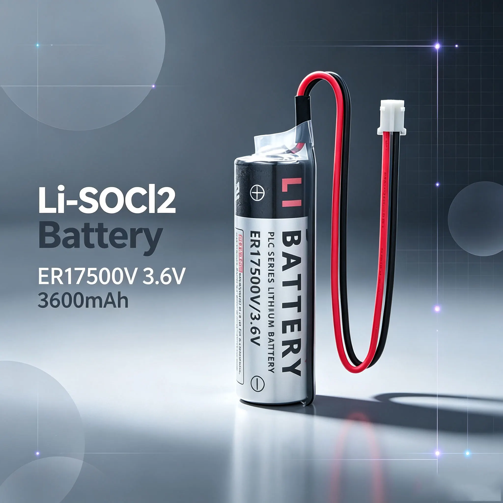 JCBCH ER17500V 3.6V Li-SOCl2 Battery is suitable for PLC servo drives, robot encoders, and injection molding machines