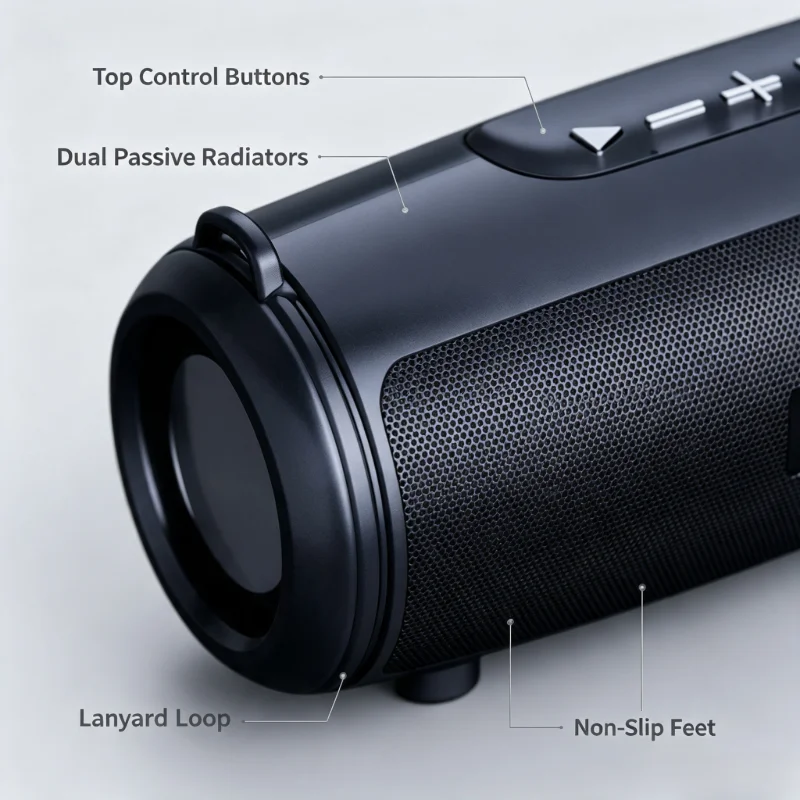 Claison Wireless Bluetooth Speaker, Deep Bass Portable Outdoor Speaker with TF Card USB Playback, Support Hands-free Call