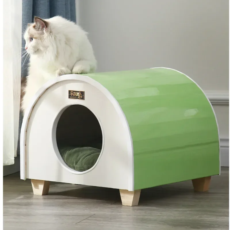 

Four Seasons Universal Cat House Solid Wood Off The Ground Cat's Bed Easy Installation Dog Kennel Practical Versatile Pet Villa