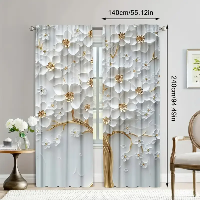 

2 шт. - шторы с цветочным принтом «Древо жизни» подходят для украшения дома в спальне и гостиной.