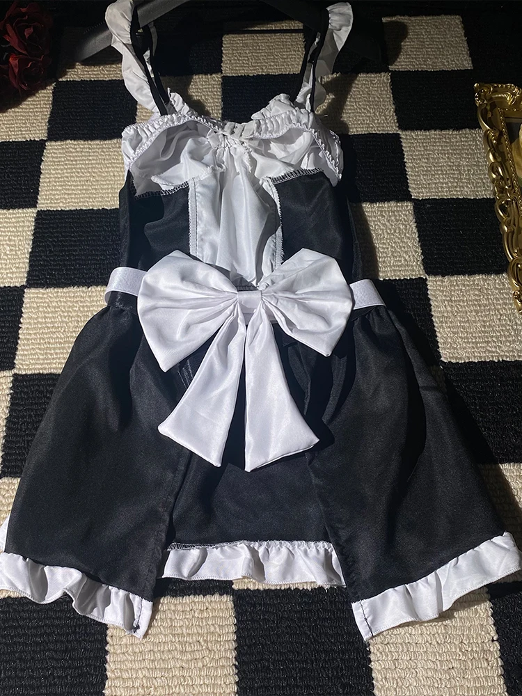 Vestido de mucama para mujer, traje de mucama, delantal, ropa de dormir, vestido de ama de llaves cruzado, uniforme japonés, Disfraces de Halloween