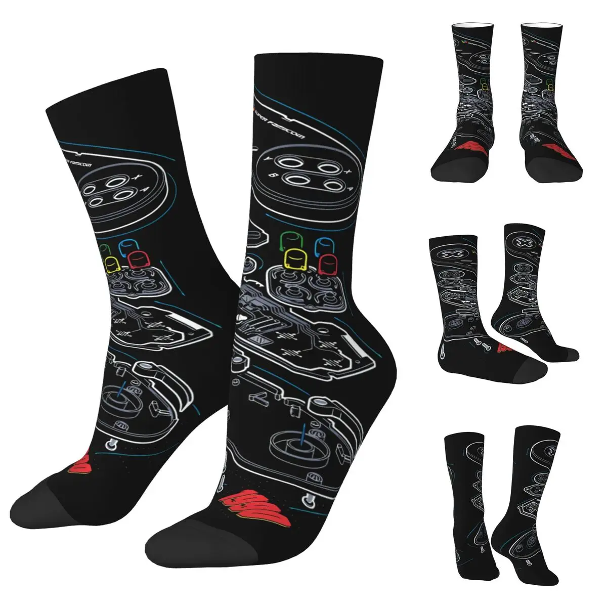 Nintendo NES Controller Parts Schematic Graphic 3 Unisex Socks,Outdoor 3D Print Happy Socks Street Style Crazy Sock