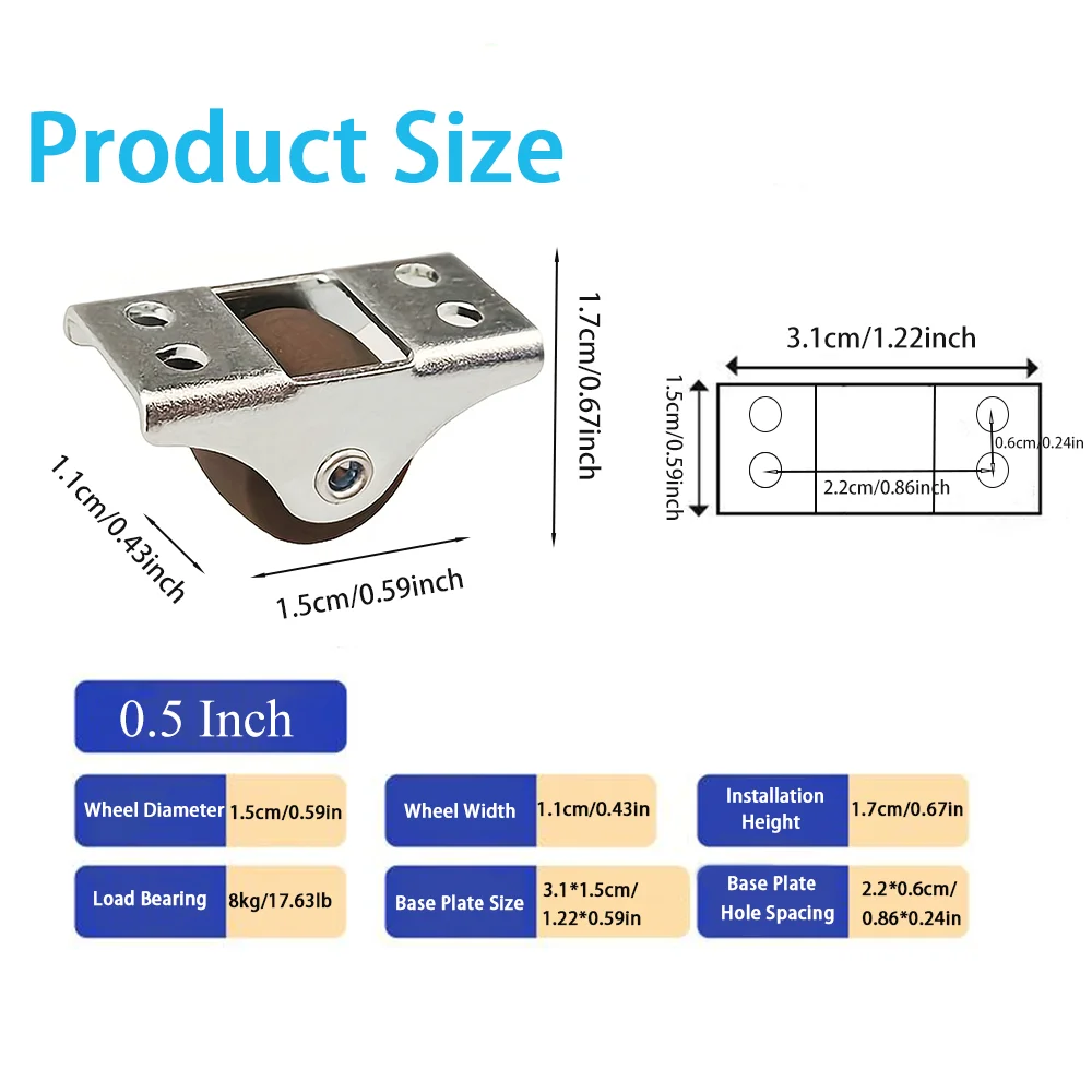 Ruote girevoli piccole da 0.5 pollici ruote in gomma morbida a basso profilo ruote girevoli Mini ruote piroettanti silenziose rigide per cassetto