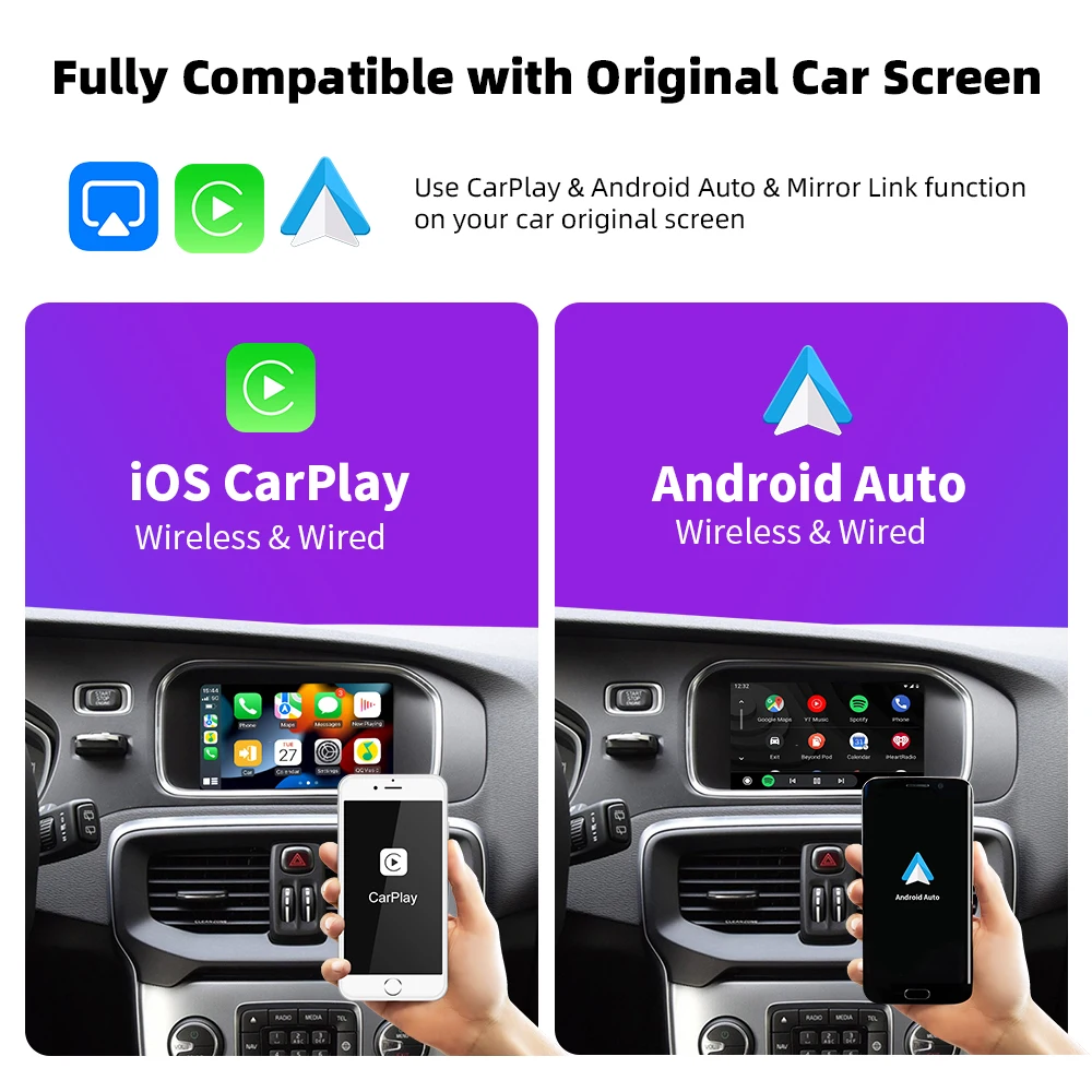 EKIY Wireless CarPlay For Volvo V60 2015-2017 XC60 S60 V40 Android Auto Interface Mirror Link AirPlay Car Play Functions