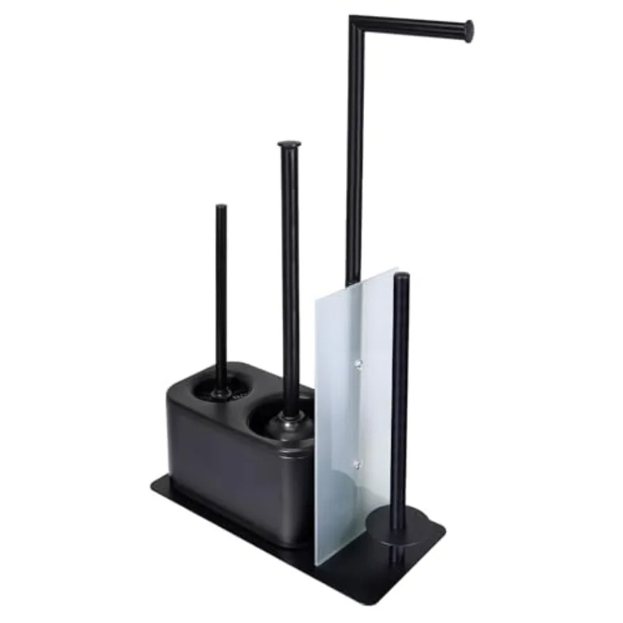 

Modern Bath Set for Bathroom Organization, All in One Toilet Brush, Toilet Plunger, Toilet Paper Holder Stand and Toilet Tissue