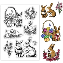 1PC Easter Bunny Clear Stamps, Rabbit Silicone Stamps Cards Word Rubber Stamps Transparent Stamps for Card Making Photo Album