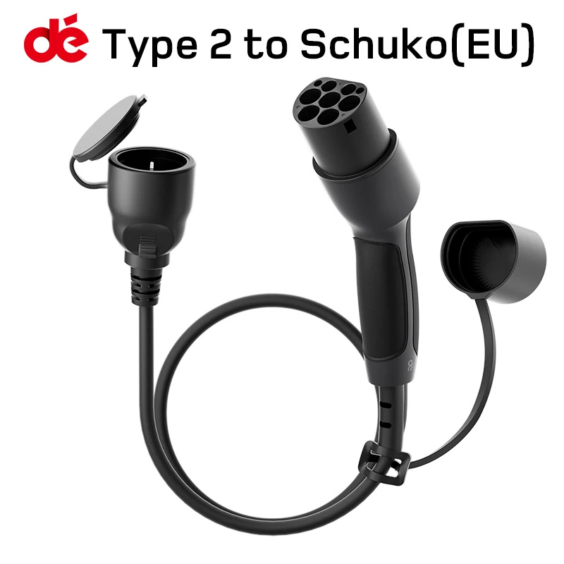 dé Adapter Type 2 to Schuko Socket Electric Car Charger Plug 16A  230V Chargers 60cm Cable for Charging Station EVSE ebike