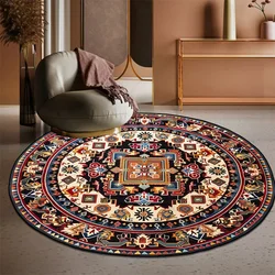 VIKAMA Retro Bohemian Round Carpets Living Room Luxury Sofa Area Chair Non-Slip Soft Floor Mat Bedroom Decor Crystal Velvet