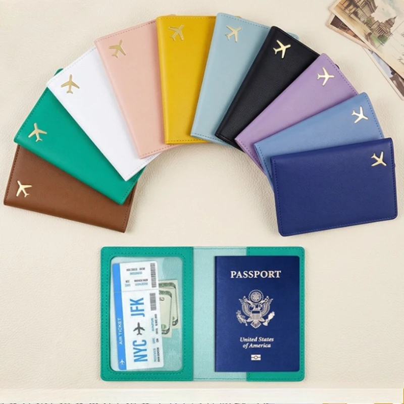 Fashion Passport Protective Cover Solid Color Travel Passport Holder Wallet Gift PU Leather Card Case Cover Unisex Storage Bag