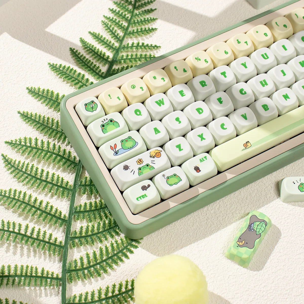 Cute Frog Keycaps 141 Keys PBT Dye-Sublimation MOA Keycaps For MX Mechanical Keyboard