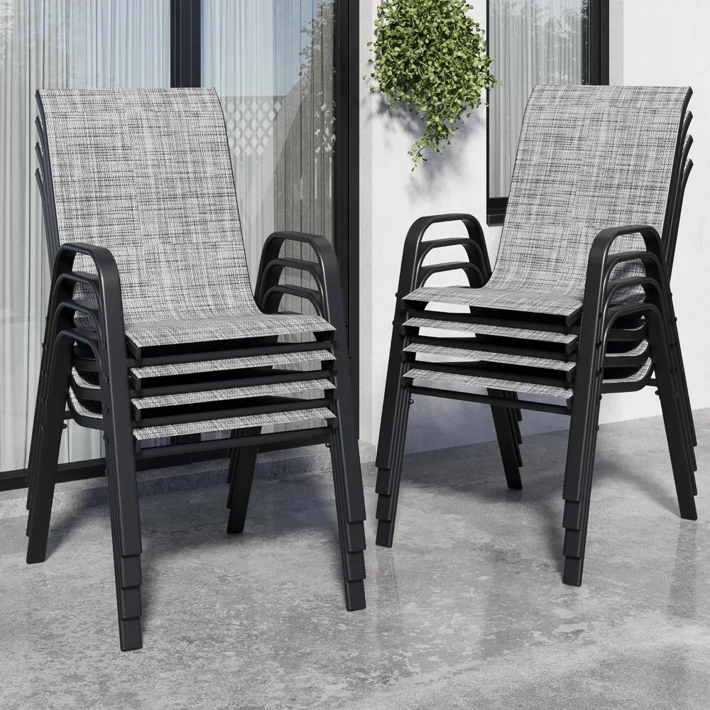 

Patio Chairs, Stackable Outdoor Dining Chairs for All Weather Textilene Fabric & Metal Frame, Outdoor Chairs Set for Backyard