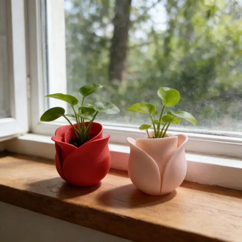 Rose Shape Succulent Basin Flowerpot Creative Mini Succulent Plant Pots For Daily Gardening Home Decoration Flowerpots